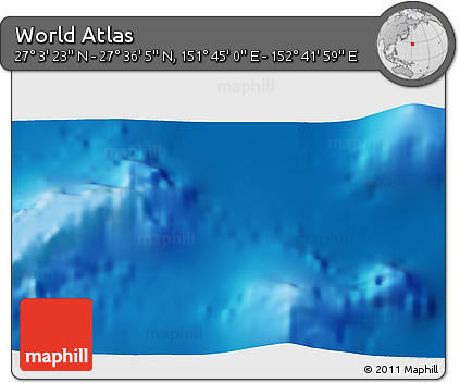 Physical 3D Map of the Area around 27° 19' 44" N, 152° 13' 29" E