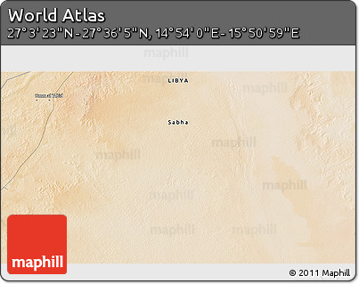 Satellite 3D Map of the Area around 27° 19' 44" N, 15° 22' 30" E