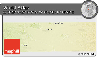 Physical Panoramic Map of the Area around 27° 19' 44" N, 16° 13' 30" E
