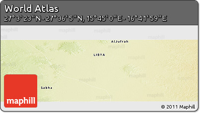 Physical Panoramic Map of the Area around 27° 19' 44" N, 16° 13' 30" E