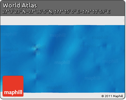 Shaded Relief 3D Map of the Area around 27° 19' 44" N, 177° 43' 29" E