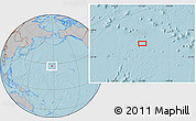 Gray Location Map of the area around 27° 19' 44" N, 177° 43' 29" E, hill shading