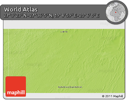 Physical 3D Map of the Area around 27° 19' 44" N, 19° 37' 30" E