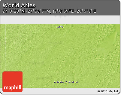 Physical 3D Map of the Area around 27° 19' 44" N, 19° 37' 30" E