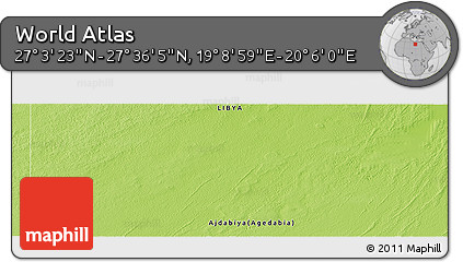 Physical Panoramic Map of the Area around 27° 19' 44" N, 19° 37' 30" E