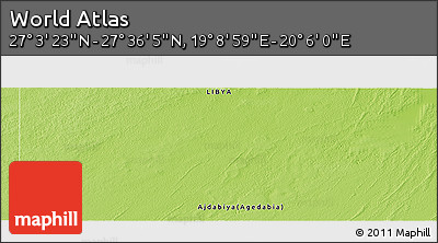 Physical Panoramic Map of the Area around 27° 19' 44" N, 19° 37' 30" E