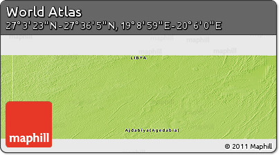 Physical Panoramic Map of the Area around 27° 19' 44" N, 19° 37' 30" E
