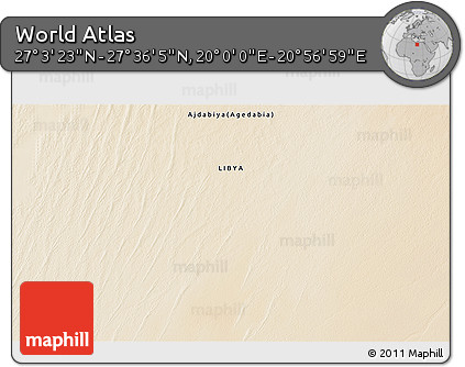 Satellite 3D Map of the Area around 27° 19' 44" N, 20° 28' 30" E