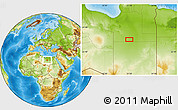 Physical Location Map of the area around 27° 19' 44" N, 21° 19' 30" E