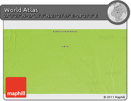Physical 3D Map of the Area around 27° 19' 44" N, 23° 52' 30" E
