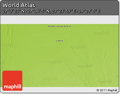 Physical 3D Map of the Area around 27° 19' 44" N, 23° 52' 30" E