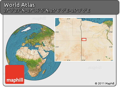 Satellite Location Map of the Area around 27° 19' 44" N, 25° 34' 30" E