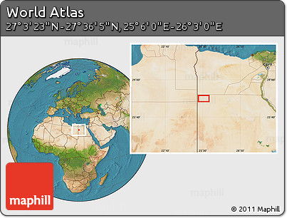 Satellite Location Map of the Area around 27° 19' 44" N, 25° 34' 30" E