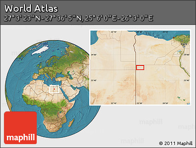 Satellite Location Map of the Area around 27° 19' 44" N, 25° 34' 30" E