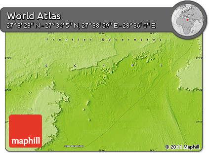 Physical Map of the Area around 27° 19' 44" N, 28° 7' 30" E