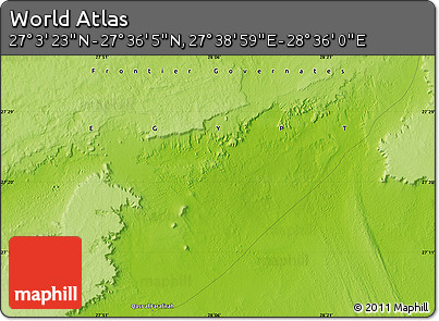 Physical Map of the Area around 27° 19' 44" N, 28° 7' 30" E