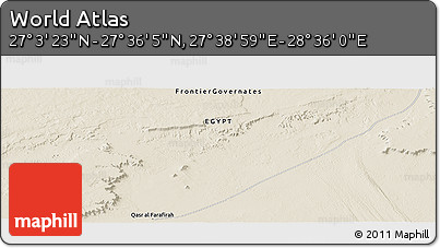 Shaded Relief Panoramic Map of the Area around 27° 19' 44" N, 28° 7' 30" E