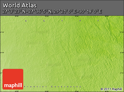 Physical Map of the Area around 27° 19' 44" N, 29° 49' 30" E