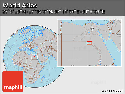 Gray Location Map of the Area around 27° 19' 44" N, 30° 40' 29" E