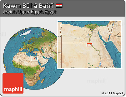 Satellite Location Map of Kawm Būhā Baḩrī