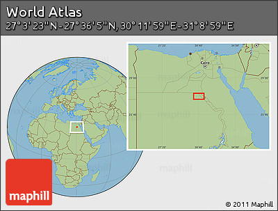 Savanna Style Location Map of the Area around 27° 19' 44" N, 30° 40' 29" E