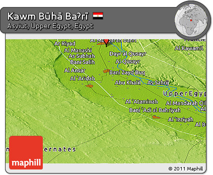Physical Panoramic Map of Kawm Būhā Baḩrī