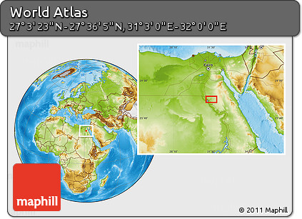 Physical Location Map of the Area around 27° 19' 44" N, 31° 31' 29" E