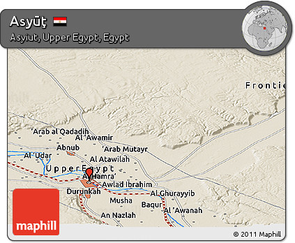 Shaded Relief Panoramic Map of Asyūţ