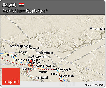 Shaded Relief Panoramic Map of Asyūţ