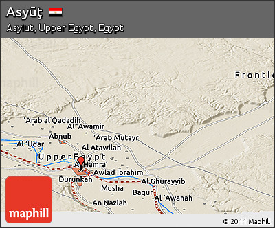 Shaded Relief Panoramic Map of Asyūţ
