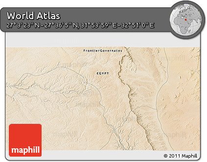 Satellite 3D Map of the Area around 27° 19' 44" N, 32° 22' 30" E