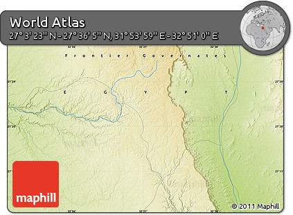 Physical Map of the Area around 27° 19' 44" N, 32° 22' 30" E