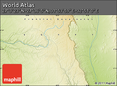 Physical Map of the Area around 27° 19' 44" N, 32° 22' 30" E