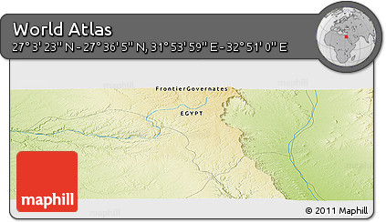 Physical Panoramic Map of the Area around 27° 19' 44" N, 32° 22' 30" E