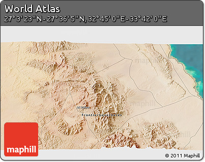 Satellite 3D Map of the Area around 27° 19' 44" N, 33° 13' 30" E