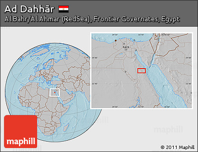 Gray Location Map of Ad Dahhār, hill shading