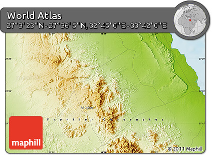 Physical Map of the Area around 27° 19' 44" N, 33° 13' 30" E