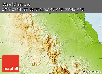 Physical Map of the Area around 27° 19' 44" N, 33° 13' 30" E
