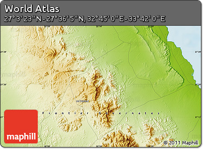 Physical Map of the Area around 27° 19' 44" N, 33° 13' 30" E
