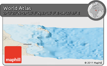 Shaded Relief Panoramic Map of the Area around 27° 19' 44" N, 34° 4' 30" E