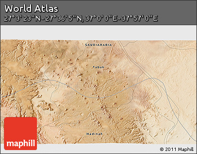 Satellite 3D Map of the Area around 27° 19' 44" N, 37° 28' 30" E