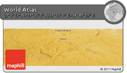 Physical Panoramic Map of the Area around 27° 19' 44" N, 38° 19' 30" E