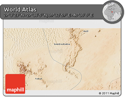Satellite 3D Map of the Area around 27° 19' 44" N, 40° 1' 29" E