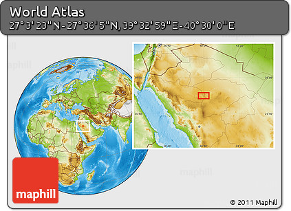 Physical Location Map of the Area around 27° 19' 44" N, 40° 1' 29" E