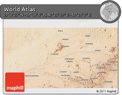 Satellite 3D Map of the Area around 27° 19' 44" N, 40° 52' 30" E