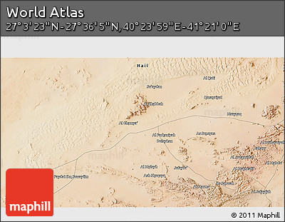Satellite 3D Map of the Area around 27° 19' 44" N, 40° 52' 30" E