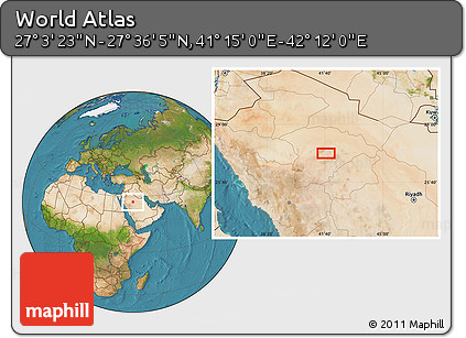Satellite Location Map of the Area around 27° 19' 44" N, 41° 43' 30" E
