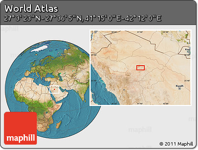 Satellite Location Map of the Area around 27° 19' 44" N, 41° 43' 30" E