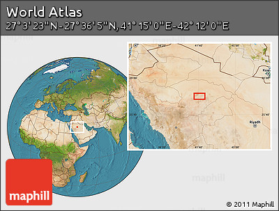 Satellite Location Map of the Area around 27° 19' 44" N, 41° 43' 30" E