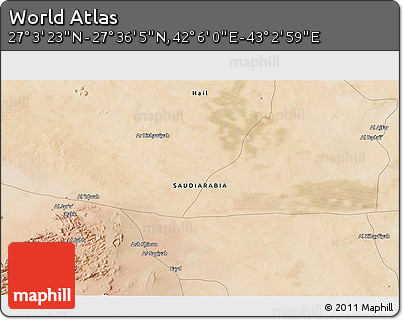 Satellite 3D Map of the Area around 27° 19' 44" N, 42° 34' 30" E